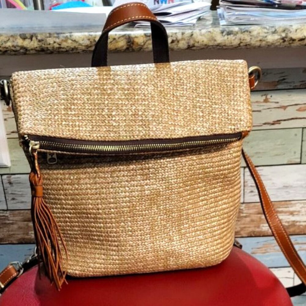 Patricia Nash Luzille Convertable Backpack Natural Woven Collection